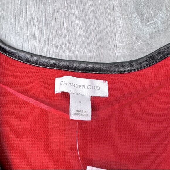 Red Open Cardigan Sweater L - Picture 3 of 8